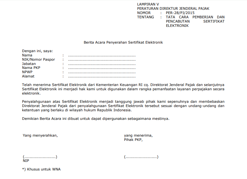 Detail Contoh Surat Permintaan Sertifikat Elektronik Pajak Nomer 23