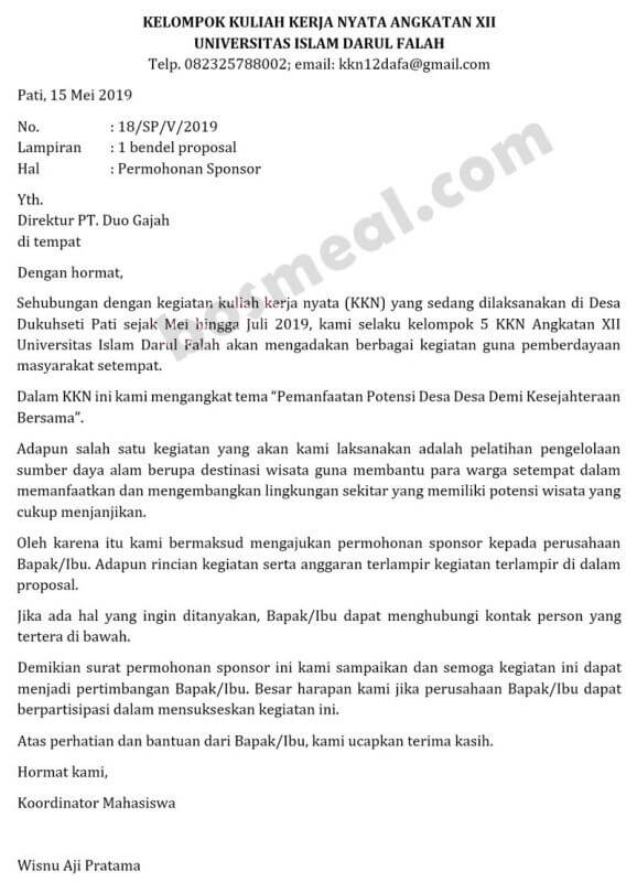 Detail Contoh Surat Permintaan Sponsor Nomer 55