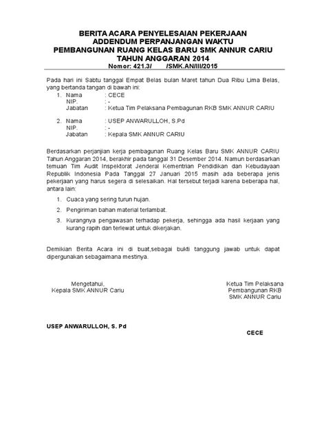 Detail Contoh Surat Permohonan Addendum Perpanjangan Waktu Nomer 13