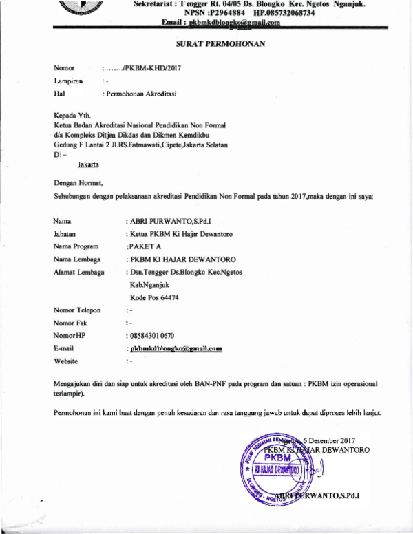 Detail Contoh Surat Permohonan Akreditasi Nomer 41