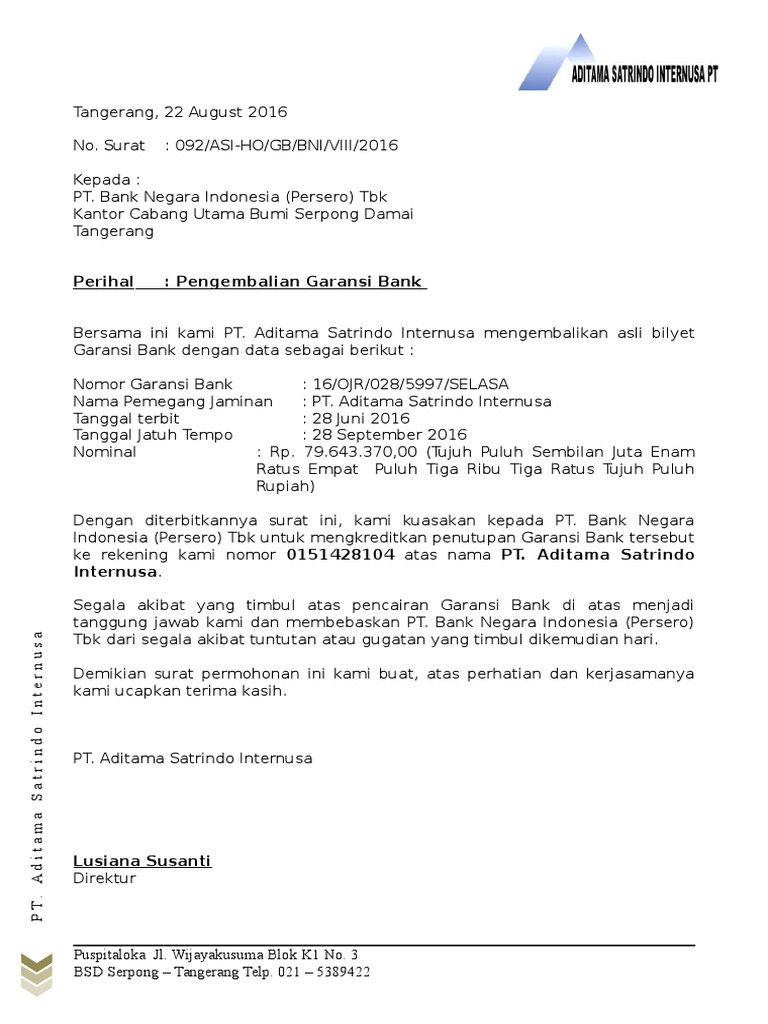 Detail Contoh Surat Permohonan Bank Garansi Nomer 4