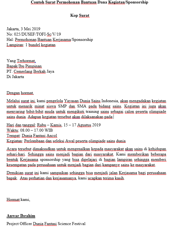 Detail Contoh Surat Permohonan Bantuan Dana 17 Agustus Nomer 25