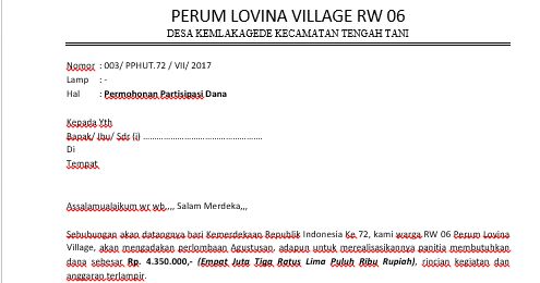 Detail Contoh Surat Permohonan Bantuan Dana Kegiatan Nomer 37