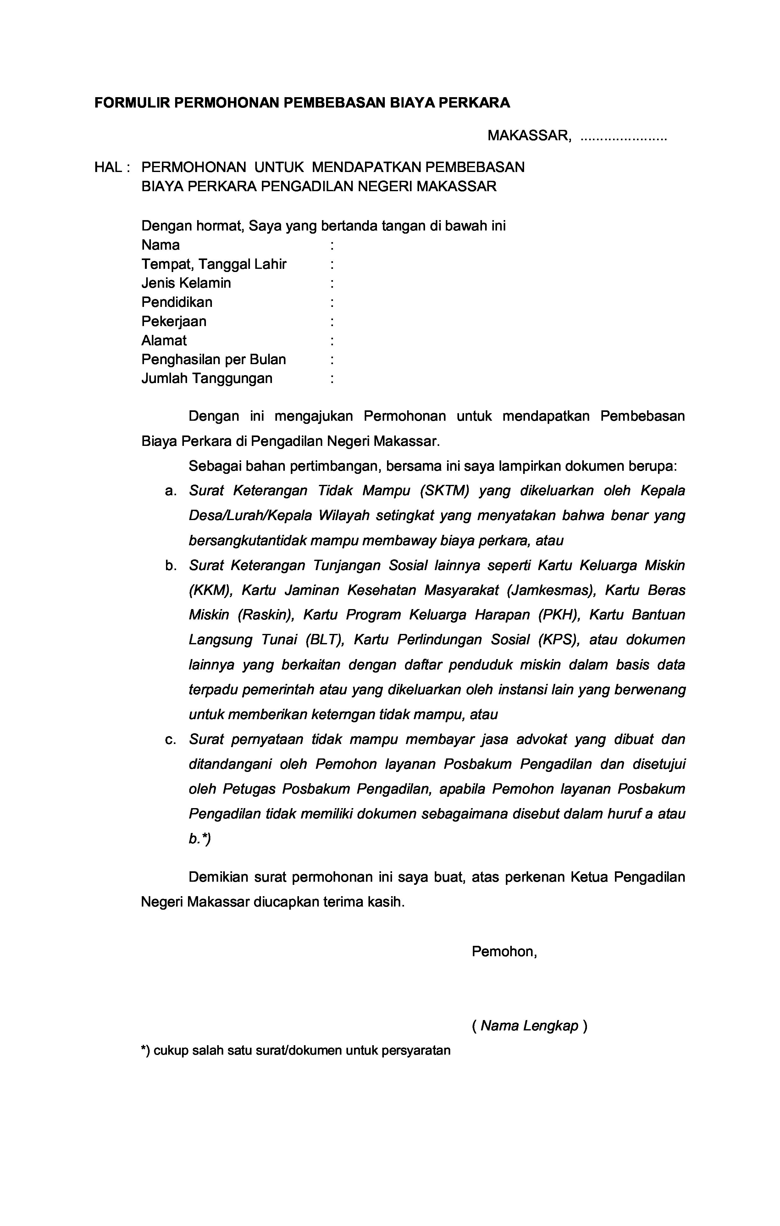 Detail Contoh Surat Permohonan Bantuan Hukum Nomer 7