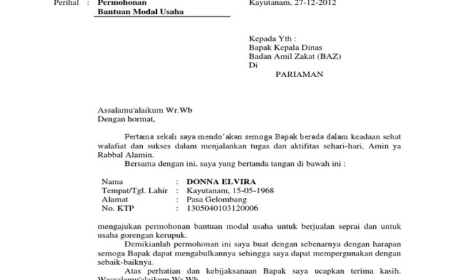 Detail Contoh Surat Permohonan Bantuan Usaha Nomer 31