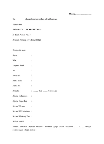 Detail Contoh Surat Permohonan Beasiswa S2 Nomer 54