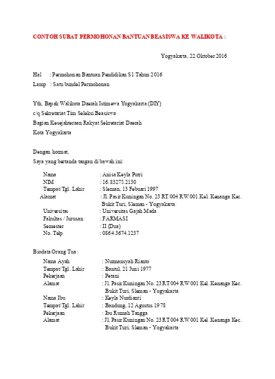 Detail Contoh Surat Permohonan Beasiswa Tidak Mampu Nomer 53