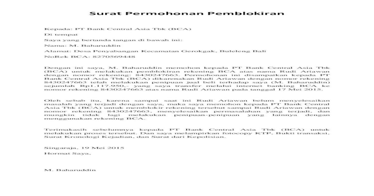 Detail Contoh Surat Permohonan Blokir Nomer 43