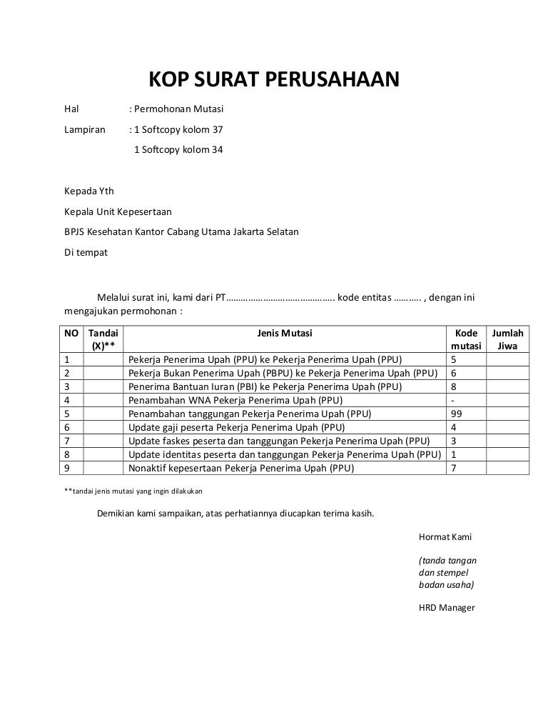 Detail Contoh Surat Permohonan Bpjs Ketenagakerjaan Nomer 10