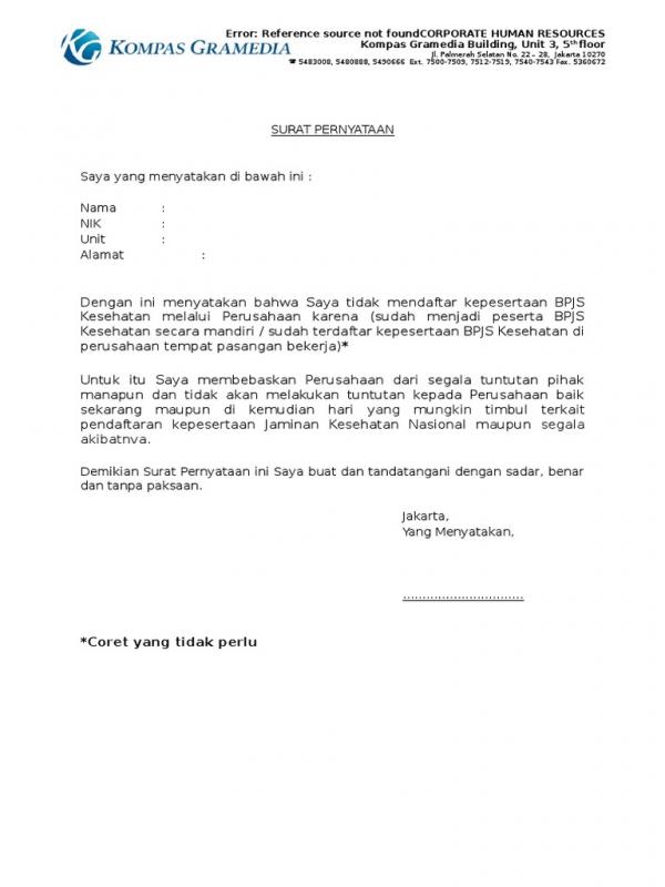 Detail Contoh Surat Permohonan Bpjs Ketenagakerjaan Nomer 5