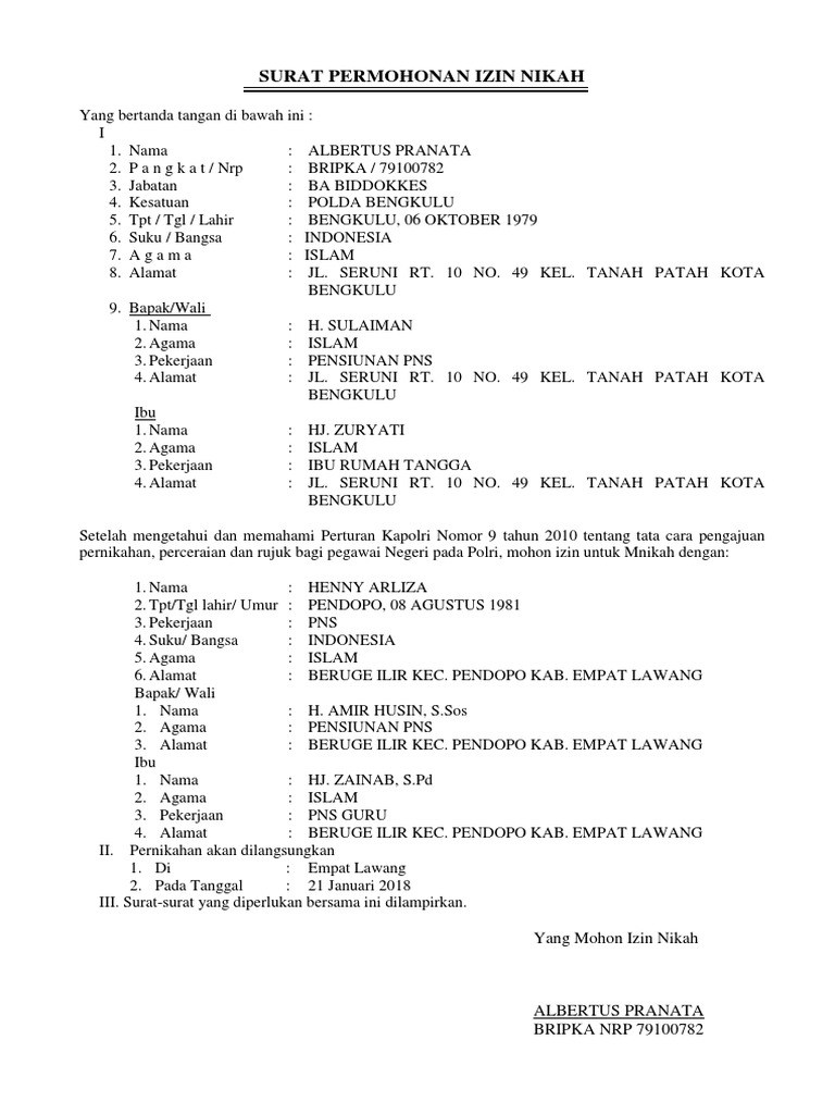 Detail Contoh Surat Permohonan Cerai Pns Nomer 24