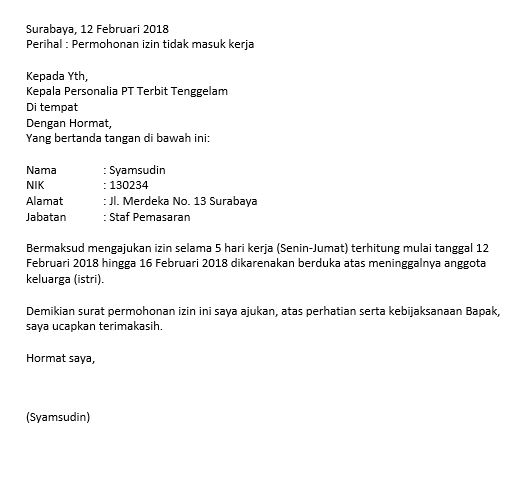 Detail Contoh Surat Permohonan Cuti Tahunan Nomer 12