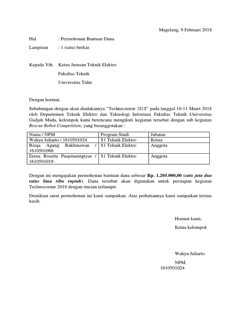 Detail Contoh Surat Permohonan Dana Nomer 45