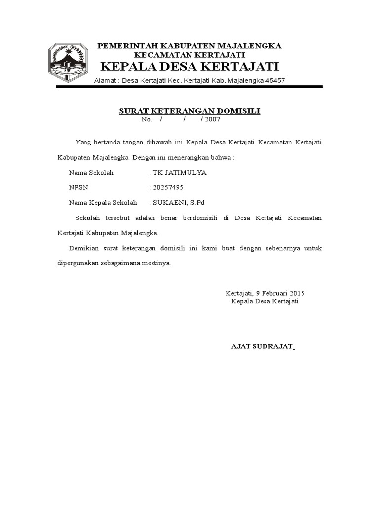 Detail Contoh Surat Permohonan Domisili Sekolah Nomer 10