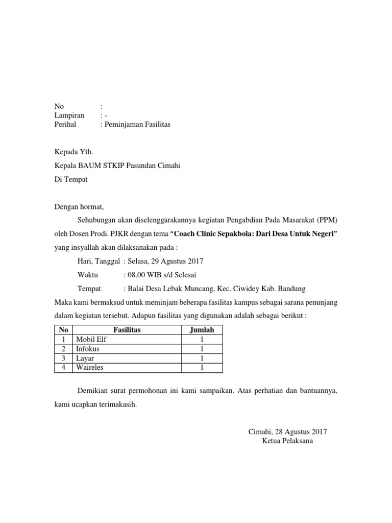 Detail Contoh Surat Permohonan Fasilitas Nomer 7