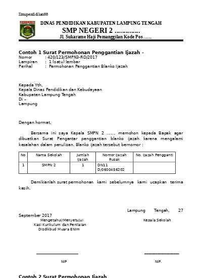 Detail Contoh Surat Permohonan Ijazah Hilang Nomer 15