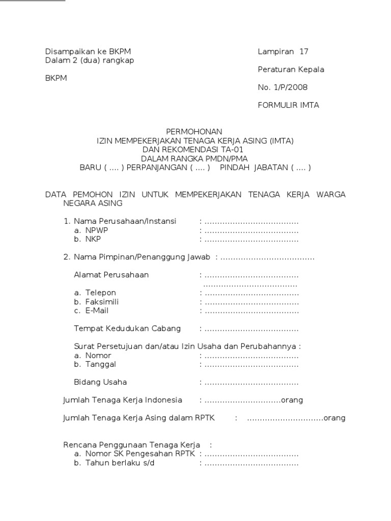 Contoh Surat Permohonan Imta - KibrisPDR