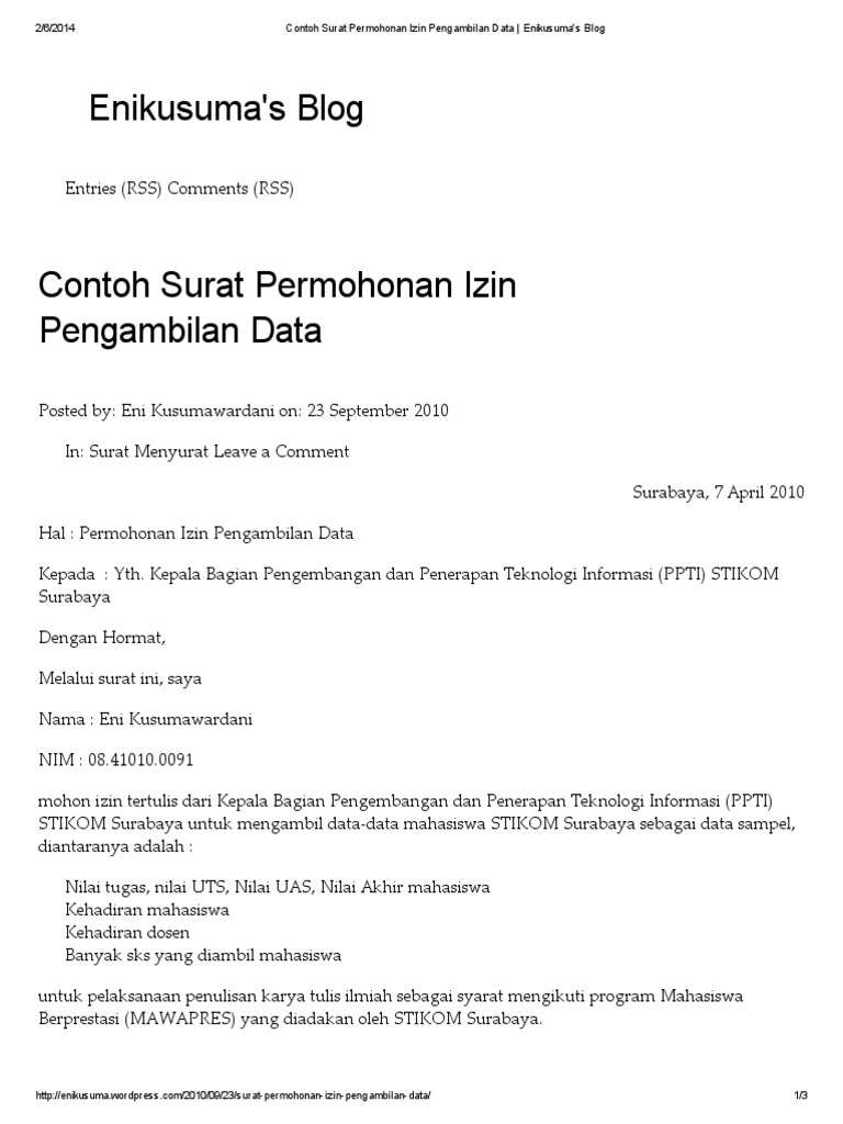 Detail Contoh Surat Permohonan Informasi Data Nomer 33