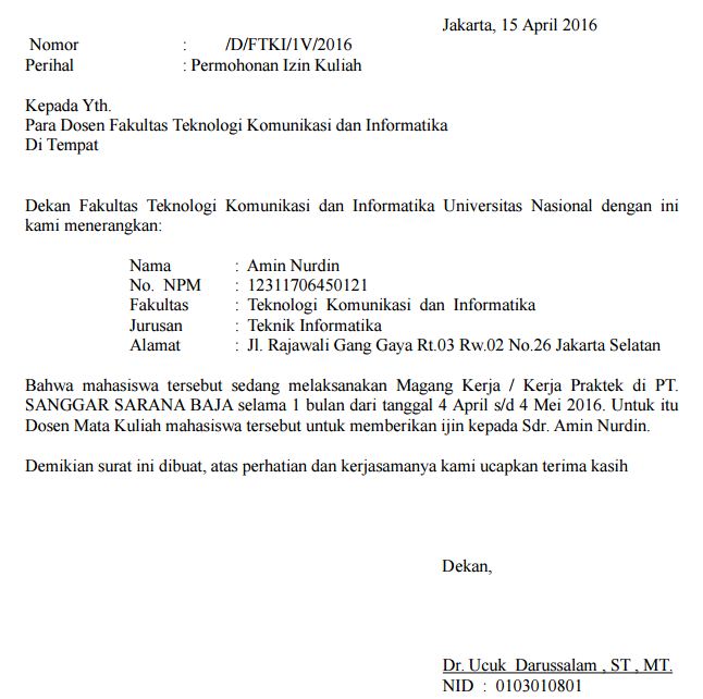 Detail Contoh Surat Permohonan Izin Kuliah Untuk Kantor Nomer 7