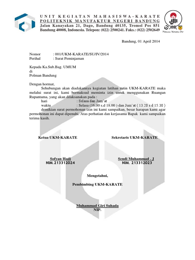 Detail Contoh Surat Permohonan Izin Peminjaman Tempat Nomer 43