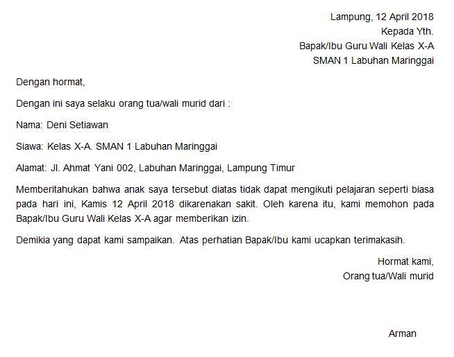 Detail Contoh Surat Permohonan Izin Tidak Masuk Kerja Nomer 37