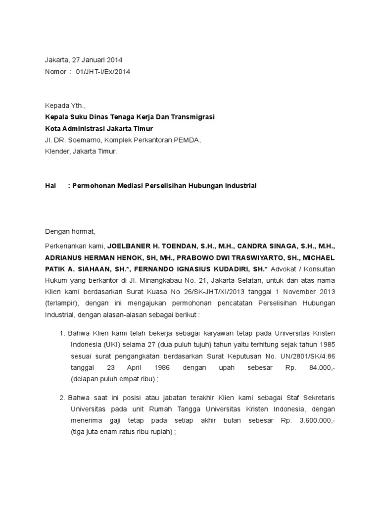 Contoh Surat Permohonan Ke Disnaker - KibrisPDR