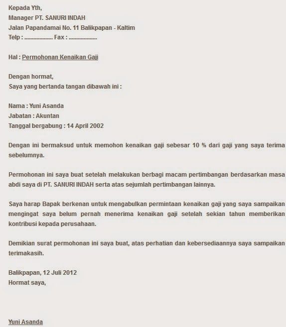 Detail contoh surat permohonan kenaikan gaji koleksi nomer 2