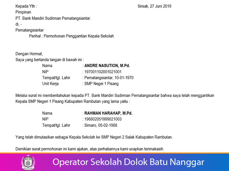 Detail Contoh Surat Permohonan Kepala Sekolah Baru Nomer 15