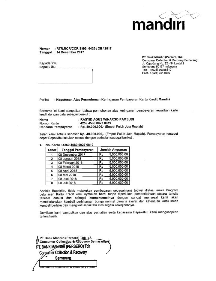 Detail Contoh Surat Permohonan Keringanan Pembayaran Kartu Kredit Nomer 34