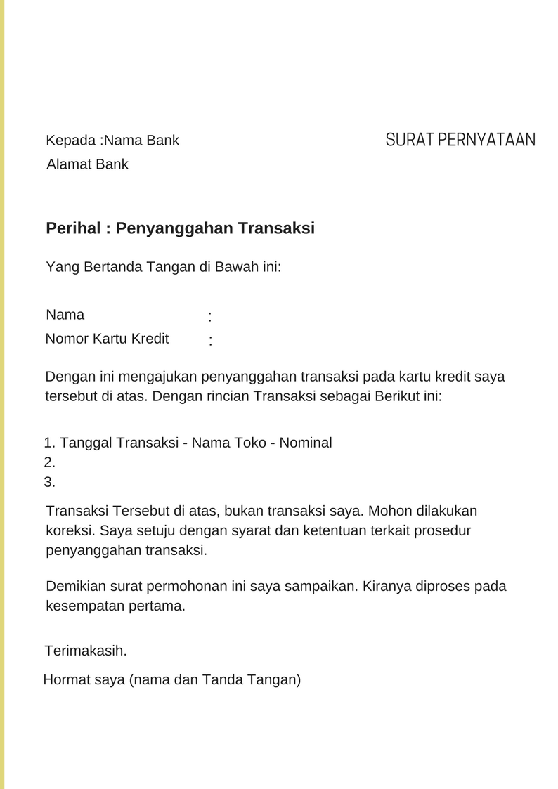 Detail Contoh Surat Permohonan Keringanan Pembayaran Kartu Kredit Mandiri Nomer 33