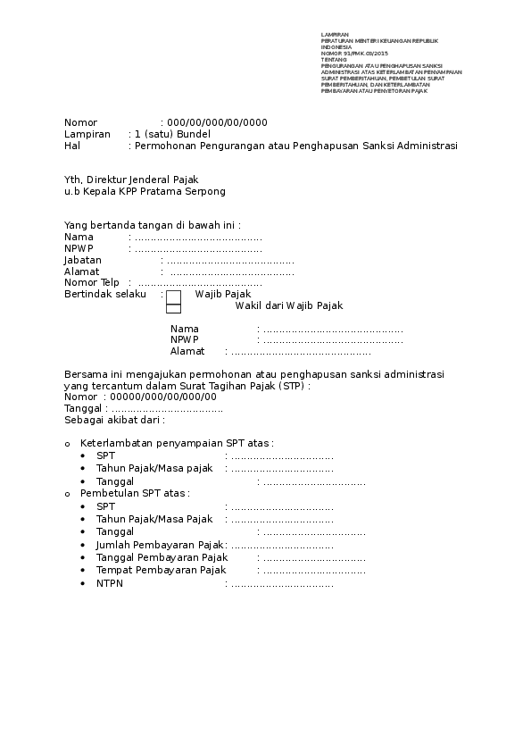 Detail Contoh Surat Permohonan Keringanan Pembayaran Pajak Nomer 2