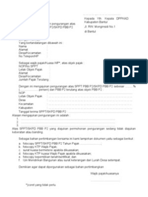 Detail Contoh Surat Permohonan Keringanan Pembayaran Pbb Nomer 5