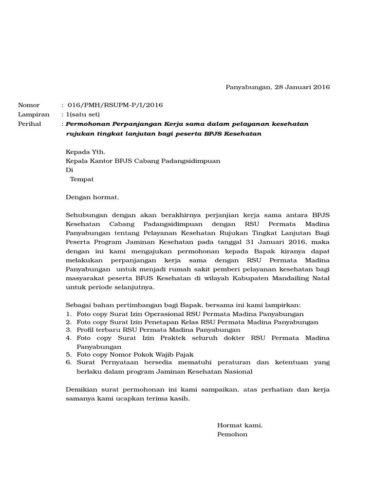 Detail Contoh Surat Permohonan Kerjasama Pelayanan Kesehatan Nomer 16