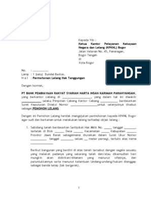 Detail Contoh Surat Permohonan Lelang Ke Kpknl Nomer 7