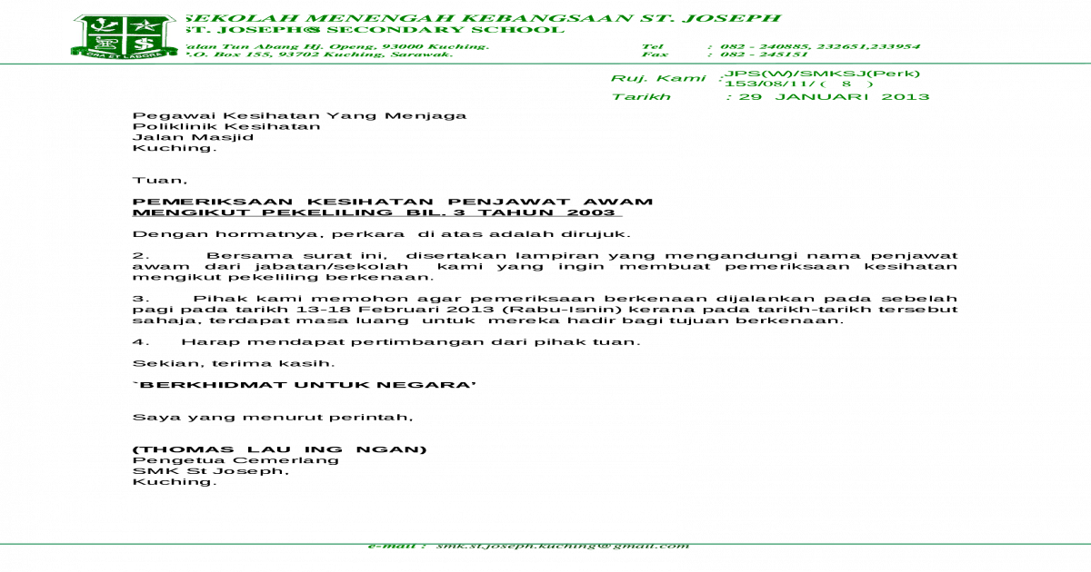 Detail Contoh Surat Permohonan Medical Check Up Nomer 37