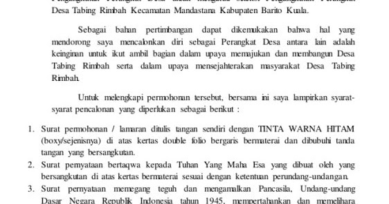 Detail Contoh Surat Permohonan Menjadi Perangkat Desa Nomer 30