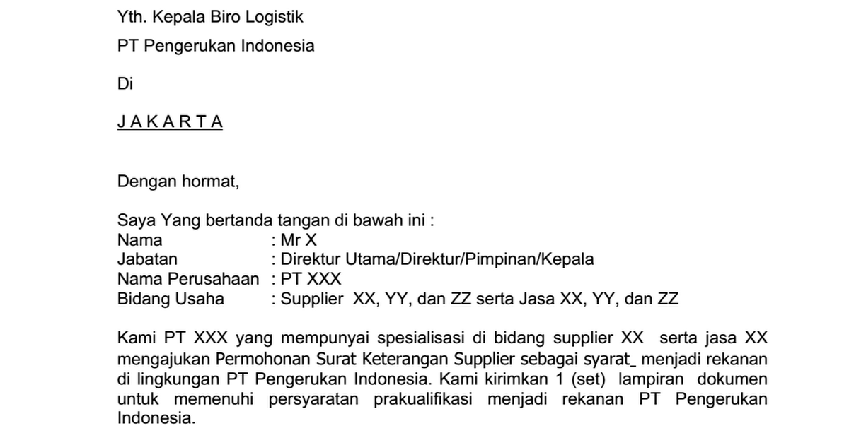 Detail Contoh Surat Permohonan Menjadi Vendor Nomer 21