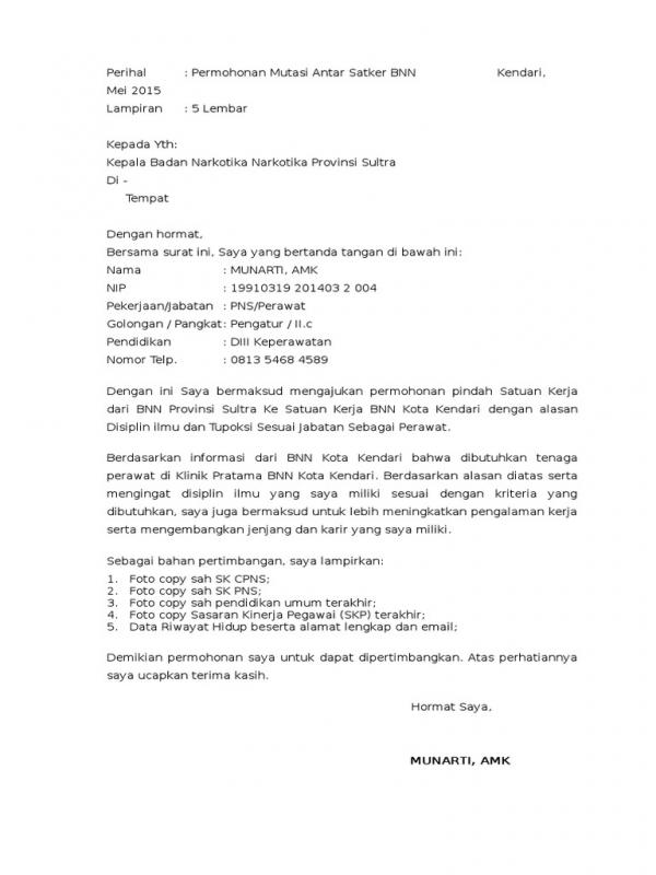 Detail Contoh Surat Permohonan Mutasi Antar Instansi Nomer 10