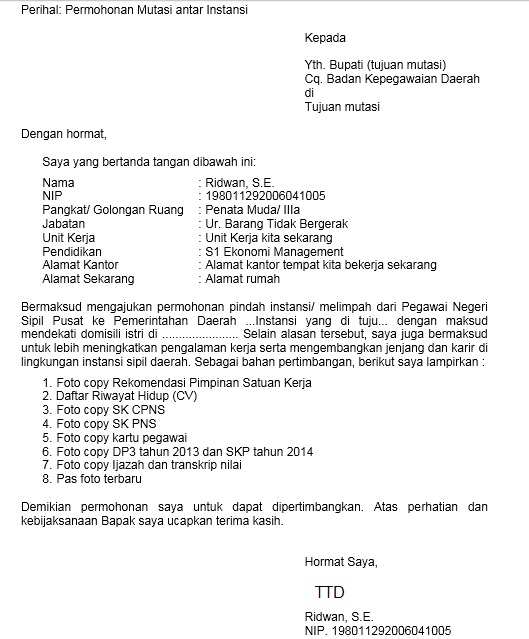 Detail Contoh Surat Permohonan Mutasi Pns Nomer 23