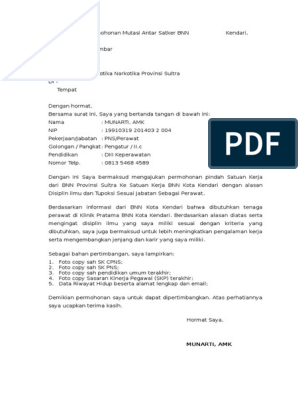 Detail Contoh Surat Permohonan Mutasi Pns Antar Skpd Nomer 28