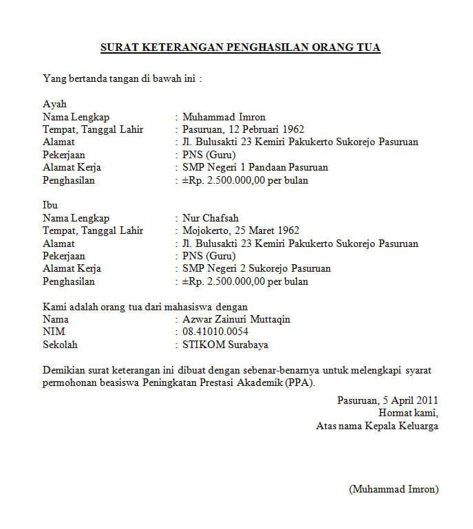 Detail Contoh Surat Permohonan Orang Tua Nomer 44