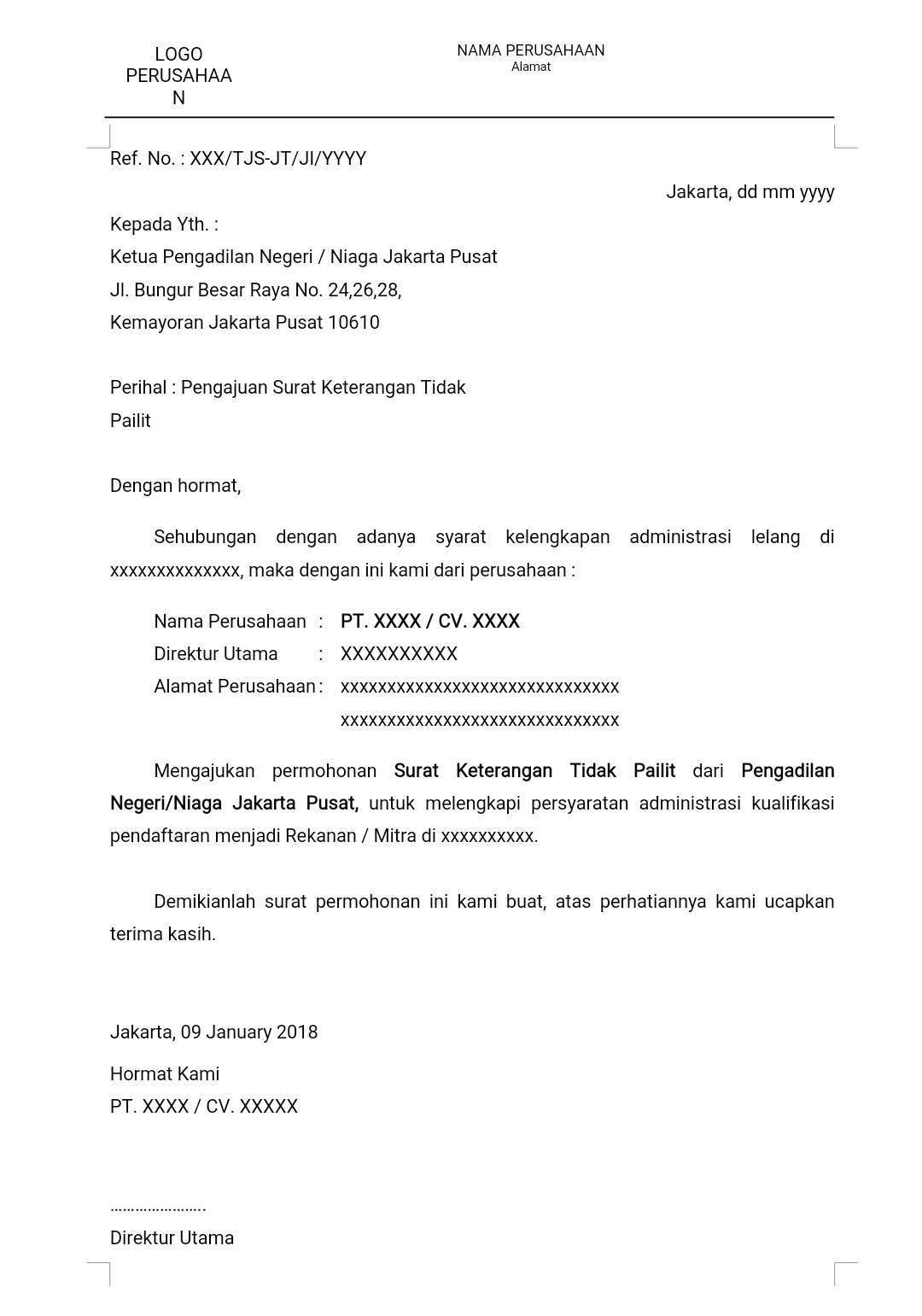 Detail Contoh Surat Permohonan Pailit Nomer 11