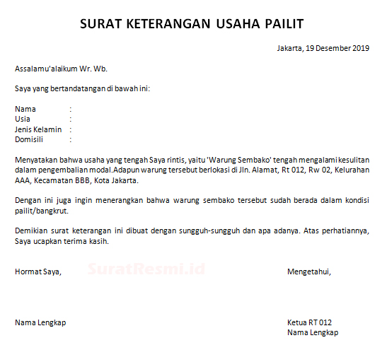 Detail Contoh Surat Permohonan Pailit Nomer 24