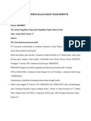 Detail Contoh Surat Permohonan Pailit Doc Nomer 2