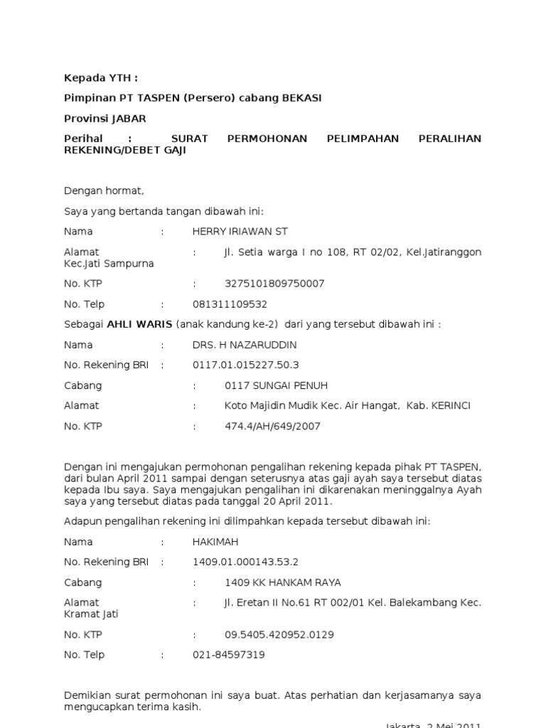 Detail Contoh Surat Permohonan Payroll Ke Bank Nomer 16