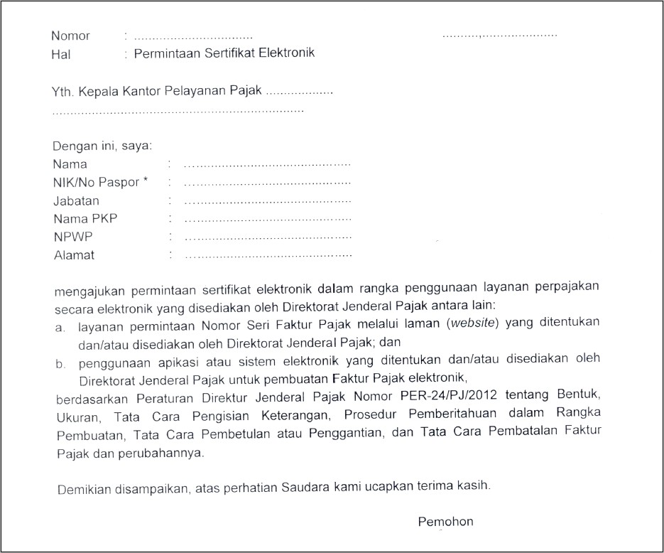 Detail Contoh Surat Permohonan Pbk Pajak Nomer 47