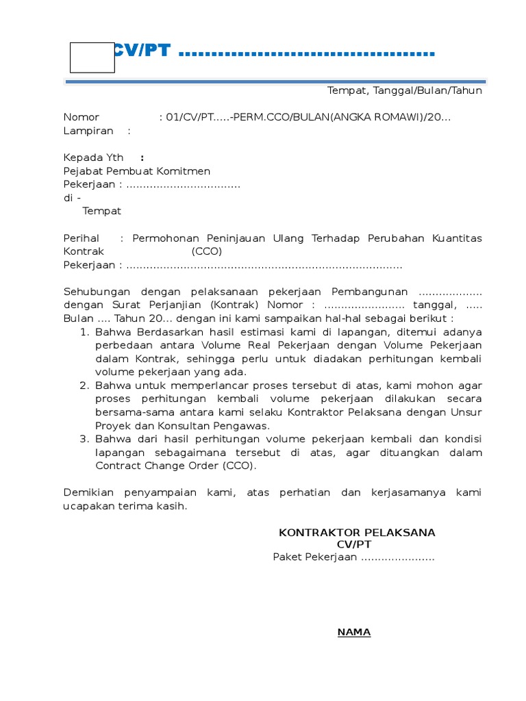 Detail Contoh Surat Permohonan Pekerjaan Proyek Nomer 13