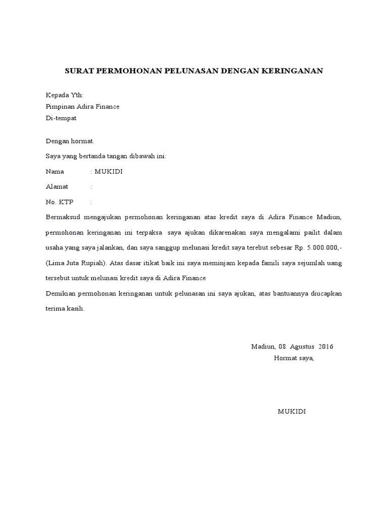 Detail Contoh Surat Permohonan Pelunasan Kpr Nomer 8