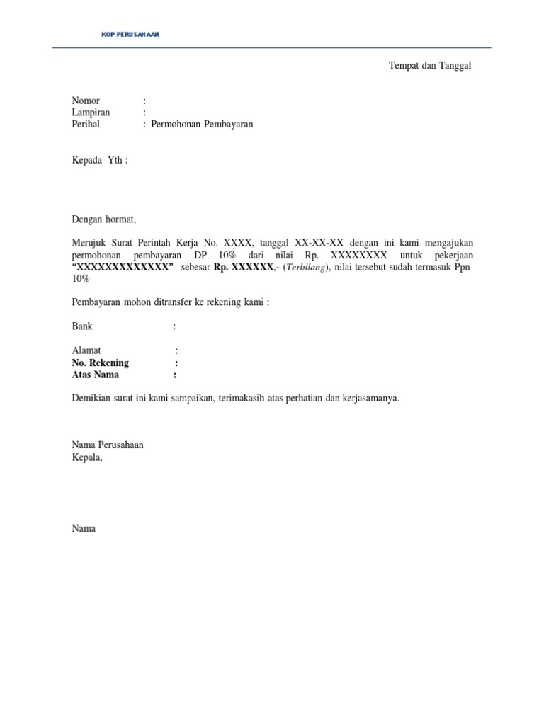 Detail Contoh Surat Permohonan Pembayaran Invoice Nomer 11