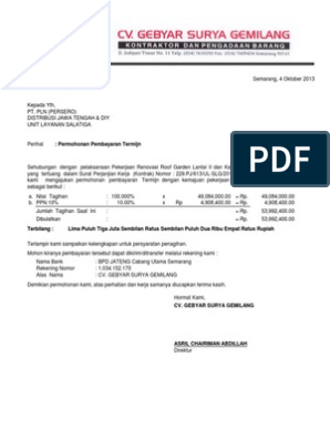 Detail Contoh Surat Permohonan Pembayaran Invoice Nomer 5